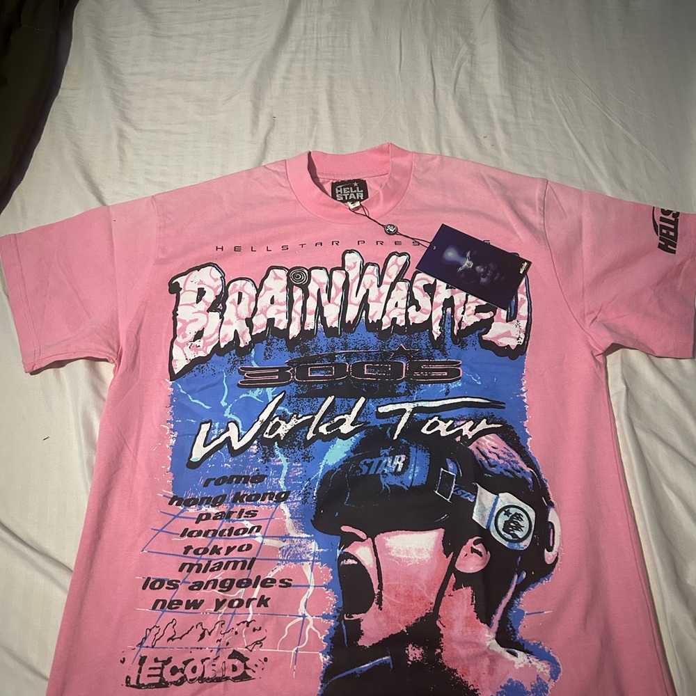 hellstar brainwashed world tour t shirt pink